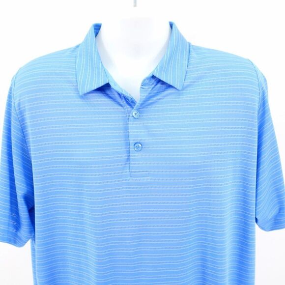 Callaway Opti-Dry‎ Blue Striped Large Polo Shirt Short Sleeve Collared Polyester - Picture 1 of 10